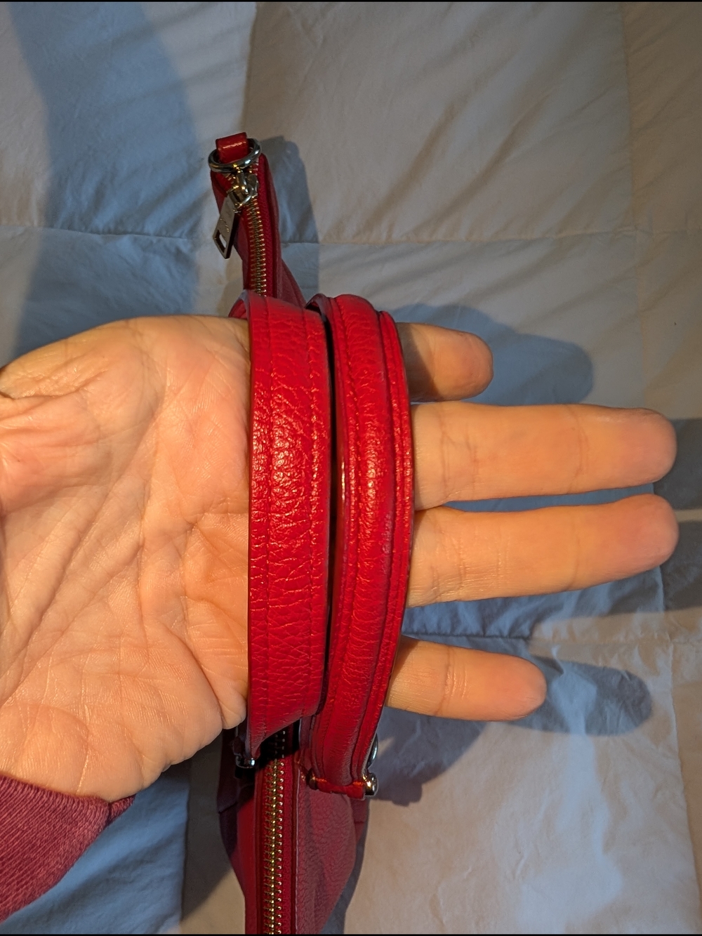 Coach Prairie 2-Way Cherry Red Pebbled Leather Handbag - Picture 8 of 15
